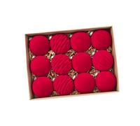 B Baosity 12 Pièces Boule de Noël Ornement de Fête Boule Suspendue en Velours Pendentif Élégant Décoration Portable Réutilisable Matériau Doux Adapté à L, Rouge