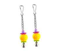 B Baosity 2 Jouets Colorés pour Cage à Oiseaux, avec Clochettes et Balles, à Mâcher, à Suspendre, pour Perroquet, Inséparable Ou, Jaune