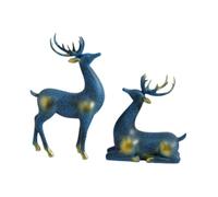 B Baosity 2 Pièces Figurines de Renne Statuettes Animaux Cerf Résine Ornements Modernes pour Décoration Tabletop Étagère Chambre Bureau Fête, Bleu