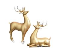 B Baosity 2 Pièces Figurines de Renne Statuettes Animaux Cerf Résine Ornements Modernes pour Décoration Tabletop Étagère Chambre Bureau Fête, Or