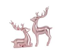 B Baosity 2 Pièces Figurines Renne Statues Animaux Résine Finition Douce Ornement Table Moderne Convient pour Décoration Séjour Chambre Bureau Club, Or Rose