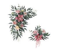 B Baosity 2 Pièces Fleurs Arche Mariage Fleurs Artificielles Guirlande Florale Arrangement de Soie Utilisation Convient pour Décor Réception Boutique Sa, Rose
