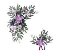 B Baosity 2 Pièces Fleurs Arche Mariage Fleurs Artificielles Guirlande Florale Arrangement de Soie Utilisation Convient pour Décor Réception Boutique Sa, Violet