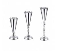 B Baosity 3 Pièces Centre Table sur Piédestal Piédestal en Fer Réaliste Décoration Table Métallique Peu Encombrant Fausses Fleurs pr Mariage, Argent