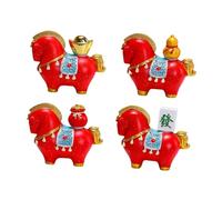 B Baosity 4 Pièces Mini Statue Cheval Figurine Sculpture Animale Ornement Résine Décoratif Rocking Horse Adaptée Table Bureau Décoration D'Intérieur Cadeau Bibl, Rouge