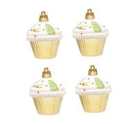 B Baosity 4 Pièces Sapin de Noël Ornament Cupcake Pendentif Suspendu Décoratif en PP Design Raffiné Adapté pour Cheminée Bureau Décoration Maison EMB, Doré