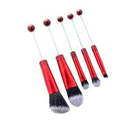 B Baosity 5 Pièces Pinceaux Maquillage Ensemble Professionnel Multifonction Perlé Synthétique Portable Convient pour Femmes Cadeau Anniversaire Bureau, Rouge