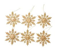 B Baosity 6 Pièces Flocon de Neige Ornement de Sapin de Noël Festive Décor de Goutte Brillante Pendentif pour Arbre Guirlande Intérieur Réception Con, Doré