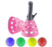 B Baosity 6 Pièces Jeu de Lancer Attraper Balles avec Paniers Lanceurs Activité Sportive Interactive Jouet D'Intérieur Extérieur Matériau Pp Adapté pour Enfants, Rouge