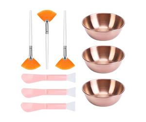 B Baosity 9 Pièces Bols Mélangeurs Kit Pinceau Applicateur Silicone Accessoires Acier Inoxydable Pratique à Utiliser Adapté, or Rose