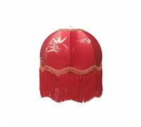 B Baosity Abat-jour en Tissu à Franges Finement Travaillées et Toucher Textile Diffuseur pour Lampe de Chevet Garantissant une, Rouge, Demi-circulaire Avec Feuilles De Bambou Et Pompons