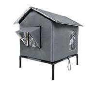 B Baosity Abri pour Chats Errants en Toile Oxford Chaude et Imperméable, Idéal pour l'hiver dans Un Jardin, sur Une Terrasse Ou Un Porche, Gris, L