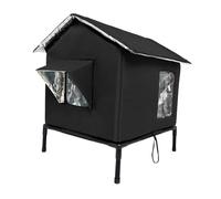 B Baosity Abri pour Chats Errants en Toile Oxford Chaude et Imperméable, Idéal pour l'hiver dans Un Jardin, sur Une Terrasse Ou Un Porche, Noir, L