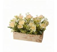 B Baosity Arrangement Floral Artificiel Vintage Romantique, Composition Florale Jardinière en Bois, Compact, Fleur Artificielle Jardinière en Bois, pr Entrée, Jaune