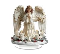 B Baosity Art Scene Sign Ornement Debout Acrylique 2D Scène Artistique Motif Distinctif Plaque Plate Base Solide pour Décoration de Table Centre de Table Salon, Ange de 18 Cm