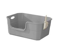 B Baosity Bac à Litière Anti-éclaboussures pour Chatons, Bac à Litière à Bords Hauts, Toilettes pour Chats D'intérieur, Gris