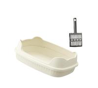 B Baosity Bac à Litière Ouvert pour Chatons, Toilettes Portables et Robustes pour Chats D'intérieur, Bac à Sable pour Chats, Bac à Litière, Blanc