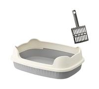 B Baosity Bac à Litière Ouvert pour Chatons, Toilettes Portables et Robustes pour Chats D'intérieur, Bac à Sable pour Chats, Bac à Litière, Gris