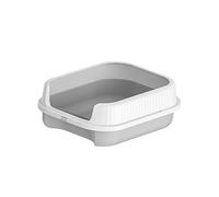 B Baosity Bac à Litière Ouvert pour Chats D'intérieur, Anti-éclaboussures, Idéal pour Les Chatons et Autres Petits Animaux. Accessoires pour Chats, Gris Blanc