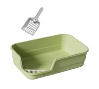 B Baosity Bac à Litière Ouvert pour Chats D'intérieur avec Pelle, Facile à Transporter, Bac à Litière Semi-fermé avec Tamis et Bac à Sable, Vert