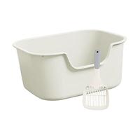 B Baosity Bac à Litière Ouvert pour Chats, Grand Bac à Sable Résistant, Bords Hauts, Idéal pour Les Chats D'intérieur, Facile à Nettoyer, sans Odeur, Blanche