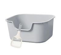 B Baosity Bac à Litière Ouvert pour Chats, Grand Bac à Sable Résistant, Bords Hauts, Idéal pour Les Chats D'intérieur, Facile à Nettoyer, sans Odeur, Grise