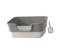 B Baosity Bac à Litière pour Chat à Entrée Basse, Bac à Sable pour Chat, Bac à Sable à Bords Hauts, Toilettes Portables Anti-éclaboussures pour Chatons, Bac à L, Gris, m