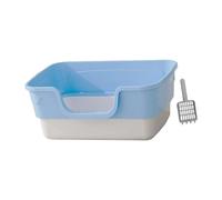 B Baosity Bac à Litière pour Chat à Entrée Basse, Bac à Sable pour Chat, Bac à Sable à Bords Hauts, Toilettes Portables Anti-éclaboussures pour Chatons, Bac à L, Bleu, Je