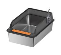 B Baosity Bac à Litière pour Chat, Toilettes Portables pour Chat avec Cuillère, Bac à Litière Anti-éclaboussures à Ouverture Supérieure, Bac à Litière pour Chat, Noir