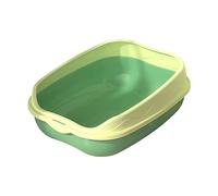 B Baosity Bac à Litière pour Chat, Toilettes pour Chat, Accessoires Anti-éclaboussures, Semi-fermé, Haut, Protection Anti-éclaboussures, Bac à Litière Amovible, Vert jaunâtre