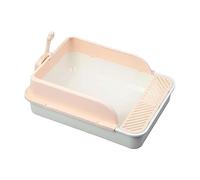 B Baosity Bac à Litière pour Chatons, Pot de Chambre Anti-éclaboussures, Robuste, avec Bords Hauts, Bac à Sable pour Chats, Ouvert sur Le Dessus, Compatible Ave, Blanc et Rose XL