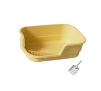 B Baosity Bac à Litière pour Doté d'une Entrée Basse Accessible Bac à Litière Anti-éclaboussures Boîte à Litière Ouverte avec Pelle Incluse Design Monobloc, Jaune