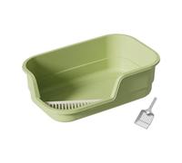 B Baosity Bac à Litière pour Doté d'une Entrée Basse Accessible Bac à Litière Anti-éclaboussures Boîte à Litière Ouverte avec Pelle Incluse Design Monobloc, Vert