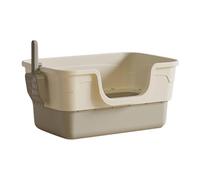 B Baosity Bac à Litière pour, Surface Lisse à Bords Hauts, Entrée Basse, Plateau Réutilisable, Compatible avec Les Fourchettes, Gris