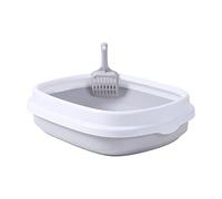 B Baosity Bac à Sable surélevé Anti-éclaboussures pour Chat, avec Plateau Résistant et Amovible, Semi-fermé, Idéal pour Chiots et Chatons. Accessoires pour Chat, Gris Grand