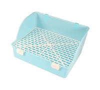 B Baosity Bac de Toilette Rectangulaire d'angle avec Grille pour Cage, Idéal pour Les Petits Animaux comme Les, Les Hamsters et Les Galasaures, Bleu