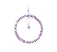 B Baosity Bird Cage Swing Support Suspendu Oiseau Anneau Corde Métal Bois Perchoir Accessoire Ornement Décoratif Convient à Animal Intérieur Cage Taille Unique, Violet Et Blanc, Petit