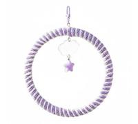 B Baosity Bird Cage Swing Support Suspendu Oiseau Anneau Corde Métal Bois Perchoir Accessoire Ornement Décoratif Convient à Animal Intérieur Cage Taille Unique, Violet Et Blanc, Grand