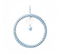 B Baosity Bird Cage Swing Support Suspendu Oiseau Anneau Corde Métal Bois Perchoir Accessoire Ornement Décoratif Convient à Animal Intérieur Cage Taille Unique, Bleu Et Blanc, Grand
