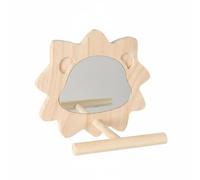 B Baosity Bird Play Perchoir Interactif Arbre à Oiseaux Base Bois Solide Support pour Grimper Adaptée aux Perroquets Cage Oiseaux, Miroir Lion sur Pied
