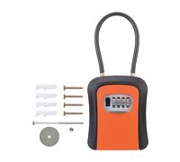 B Baosity Boîte à Clé Sécurisée Boîte de Rangement à Code Serrure à Combinaison Portable Fonction Chaîne Amovible Convient à Maison Bureau Voiture, Orange