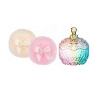 B Baosity Boîte de Bain Réutilisable avec Pot de Poudre en Verre Applicateur en Velours Rangement Cosmétique Parfait pour Salle de Bain Table de Maquillage Décoration Beauté, Multicolore