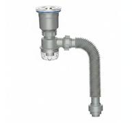 B Baosity Bonde d'Évier de Cuisine Siphon Drainage d'Évier Ensemble Complet Étanche Piège Anti-odeurs PP Renforcé et Acier Inoxydable Tuyau Ajustable Gain de, Gobelet Haut