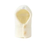 B Baosity Bonnet Tricoté avec Boutons Coupe-Vent, Blanc, Blanc, L