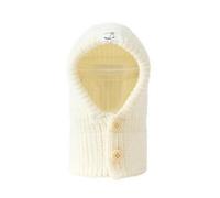 B Baosity Bonnet Tricoté avec Boutons Coupe-Vent, Blanc, Blanc, S