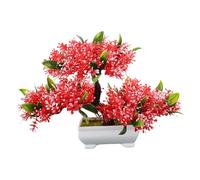 B Baosity Bonsaï Artificiel, Plante Artificielle Décorative, Chambre, Style Champêtre, Bureau, Salon, Jardin, Décoration Intérieure, Arbre Japonais en Pot, Rouge