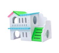 B Baosity Cachette pour Petits Animaux, Cabane à Deux Niveaux, Jouets d'exercice, Décoration D'habitat, Adorable Plateforme de Jeu, Villa pour Chinchill, Coloré