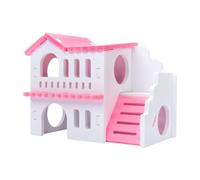 B Baosity Cachette pour Petits Animaux, Cabane à Deux Niveaux, Jouets d'exercice, Décoration D'habitat, Adorable Plateforme de Jeu, Villa pour Chinchill, Rouge Blanc