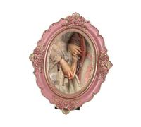 B Baosity Cadre Photo Ovale Ancien Résine Stand Accrochage Murale Fleurs Art Affiche Support Convient pour Bureau Galerie Salon Réception, Rose