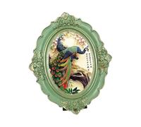 B Baosity Cadre Photo Ovale Ancien Résine Stand Accrochage Murale Fleurs Art Affiche Support Convient pour Bureau Galerie Salon Réception, Vert